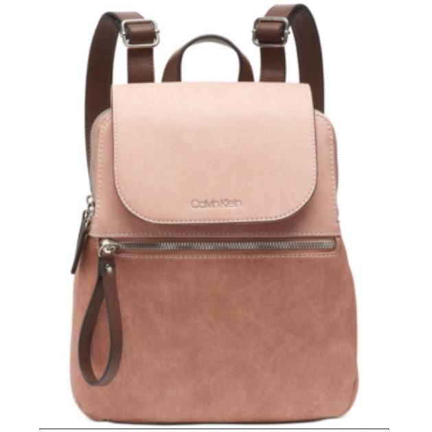 Calvin Klein Elaine Flap Backpacknew - Exterior: Peach, Lining: Brown