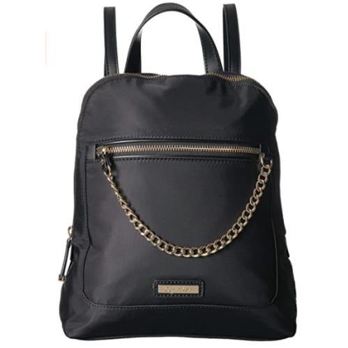 Calvin Klein Womens Black Nylon Chain Backpack B2540 - Exterior: Black