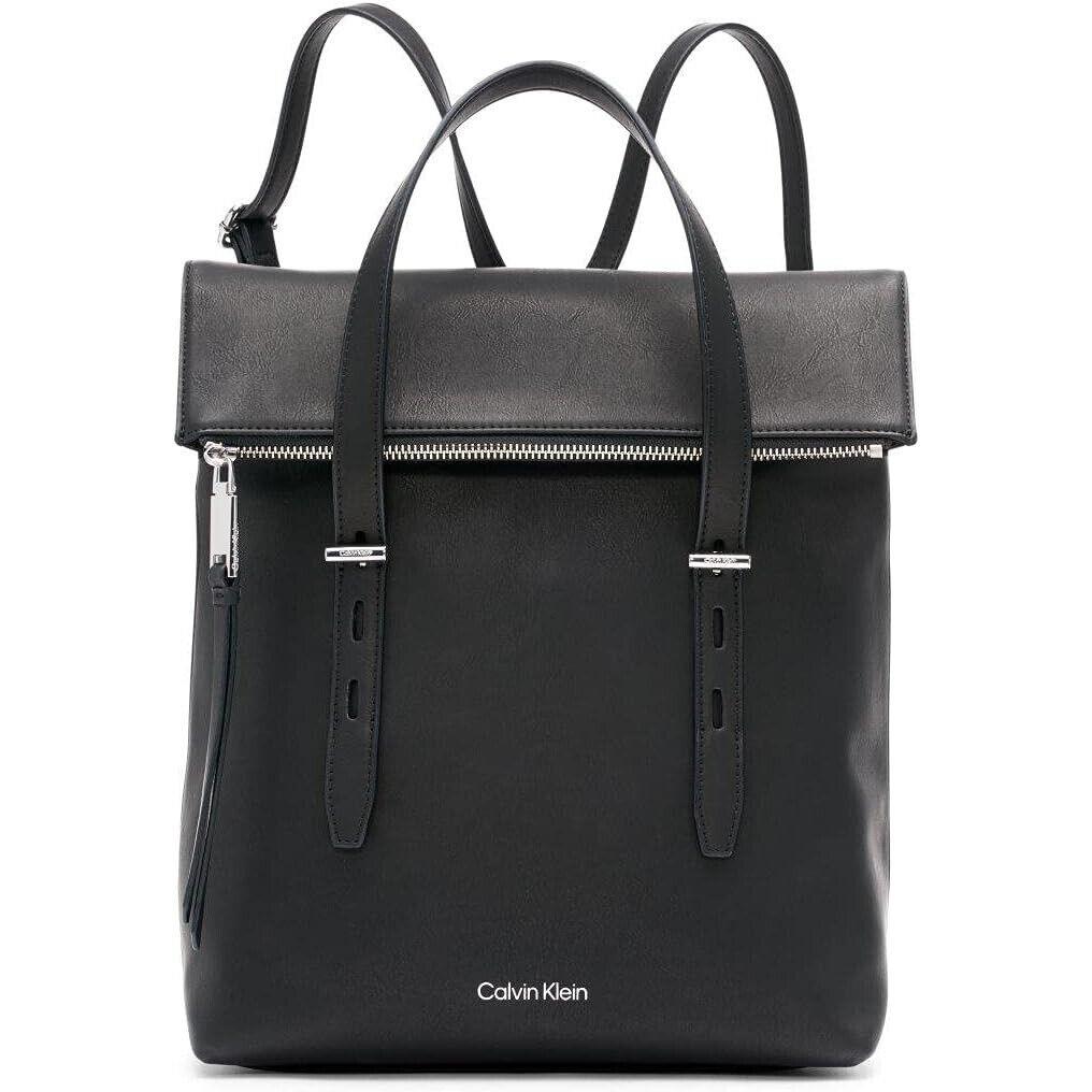 Calvin Klein Aurora Convertible Backpack Black/silver - Exterior: Black