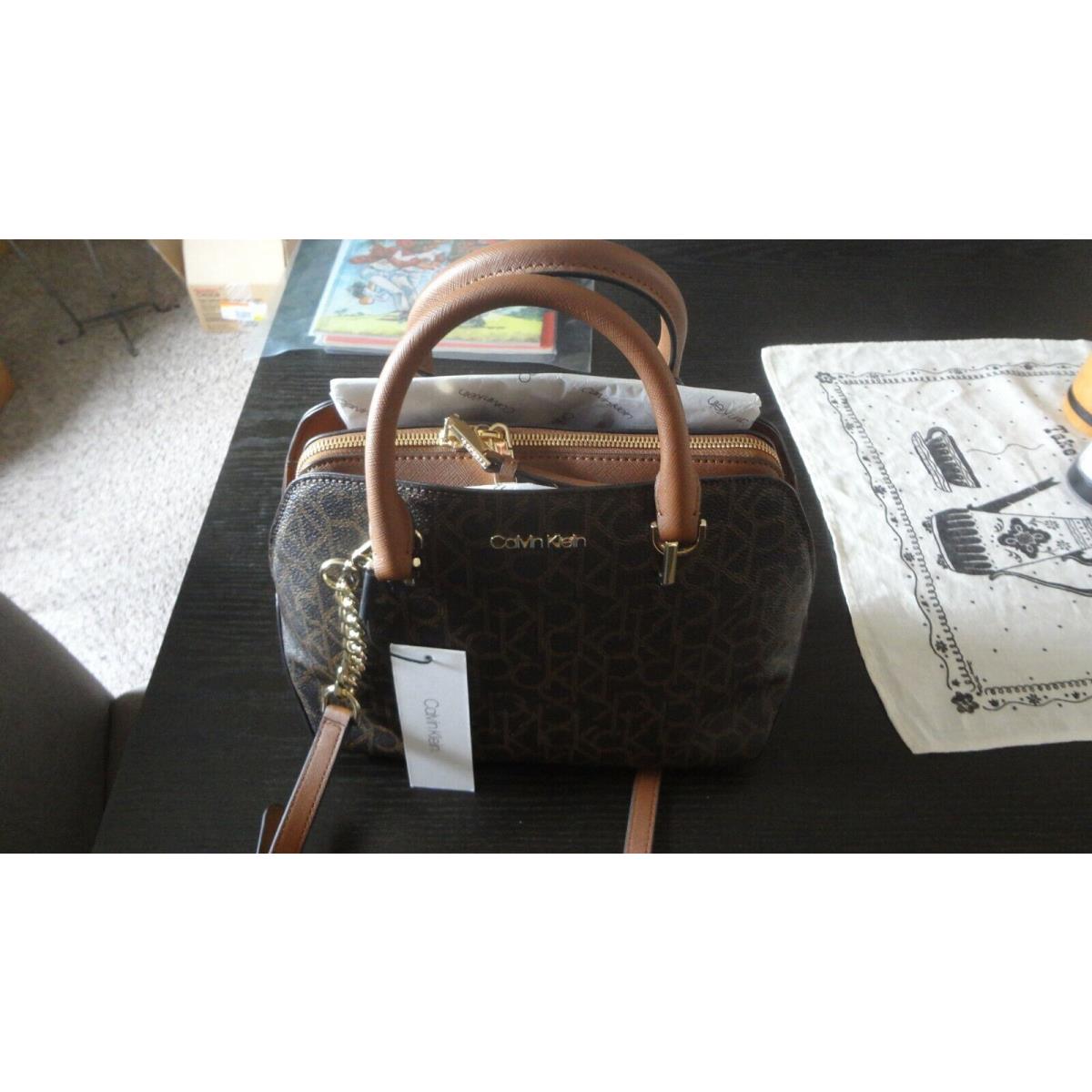 Calvin Klein Hayden Style Model H9JDJQQ1 Dark Brown Tan Handle/strap Purse