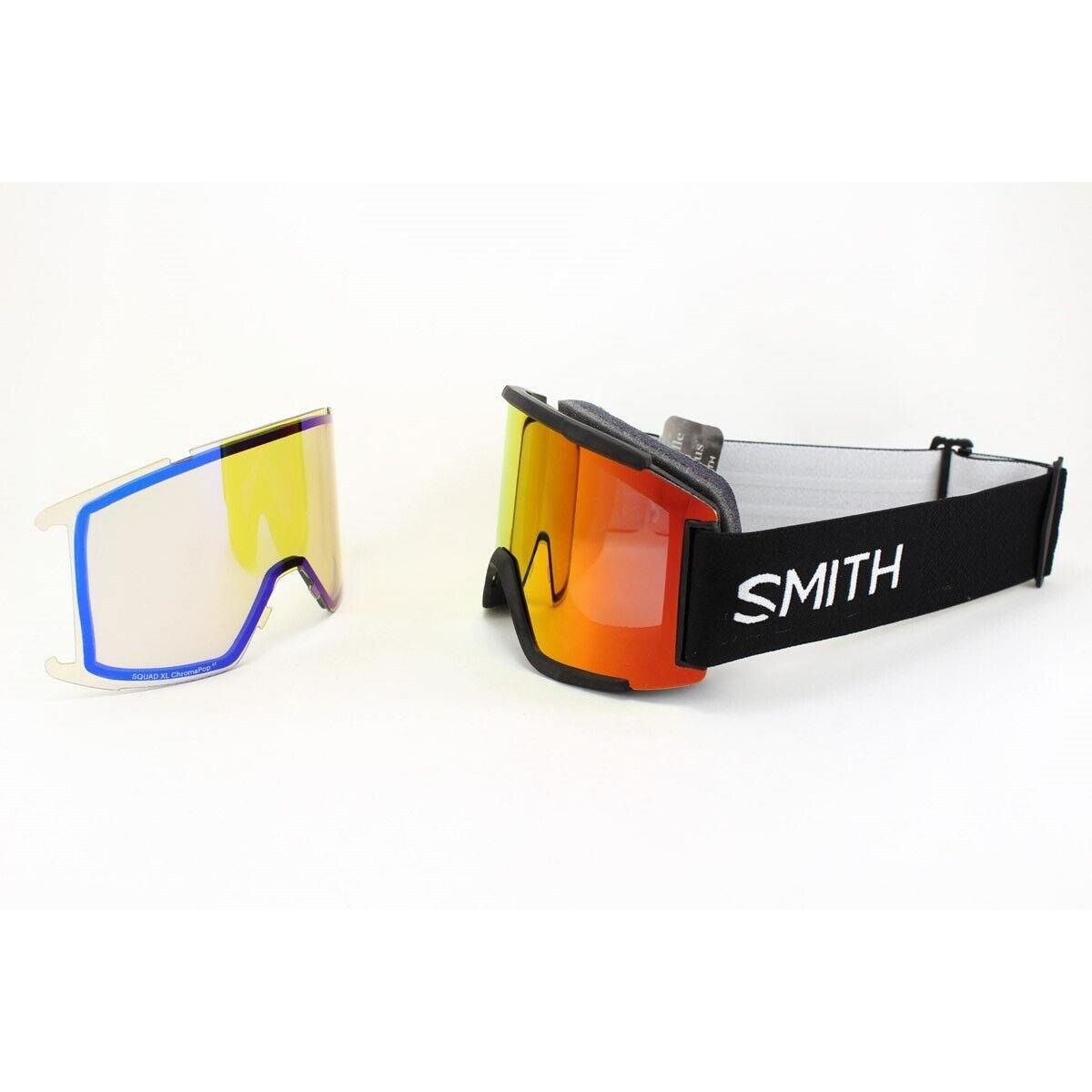 Smith Squad XL Ski / Snow Goggles Black Frame Sun Red Mirror Lens + Bonus