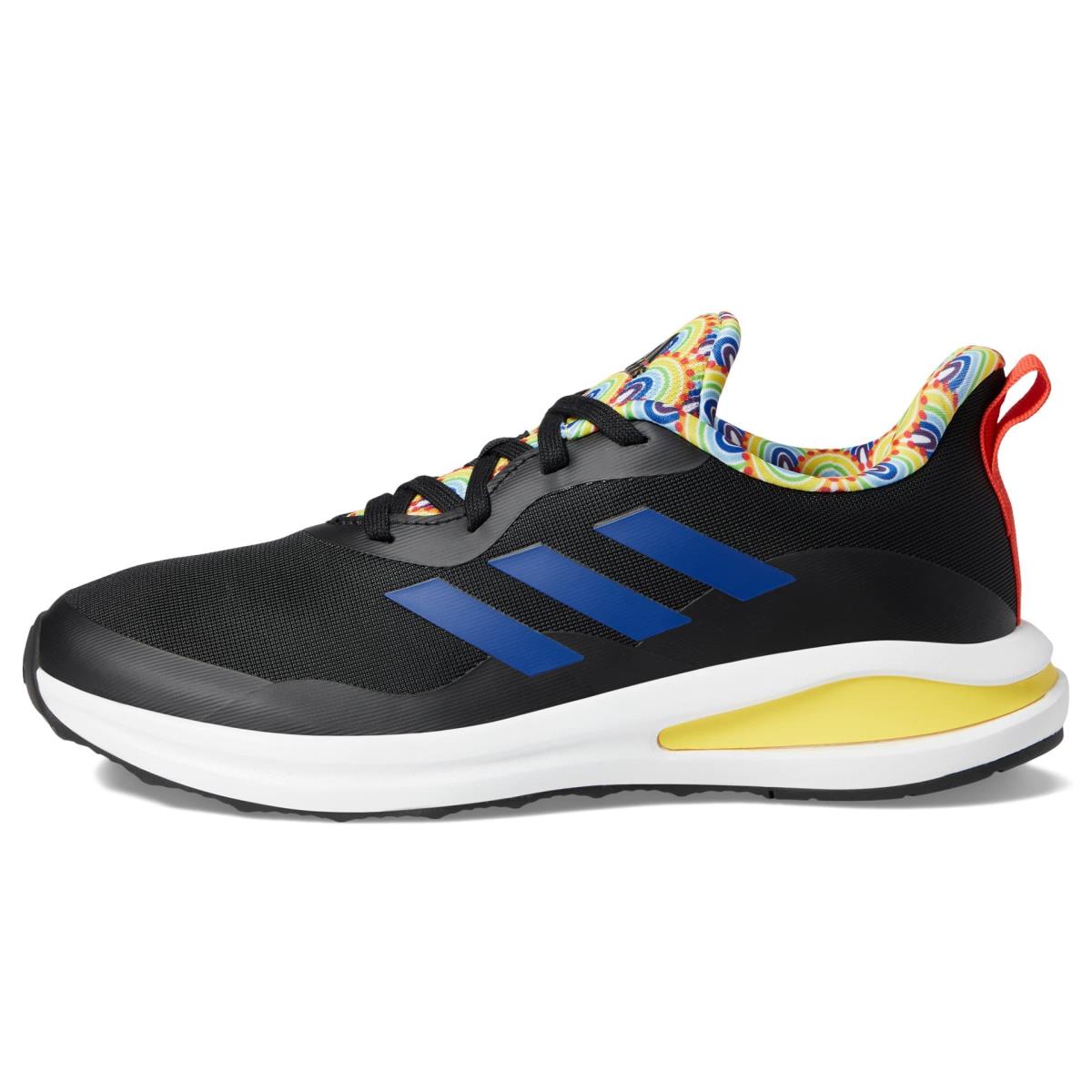 Adidas Kids` Fortarun Cloudfoam Running Shoes Core Black/Team Royal Blue/Impact Yellow