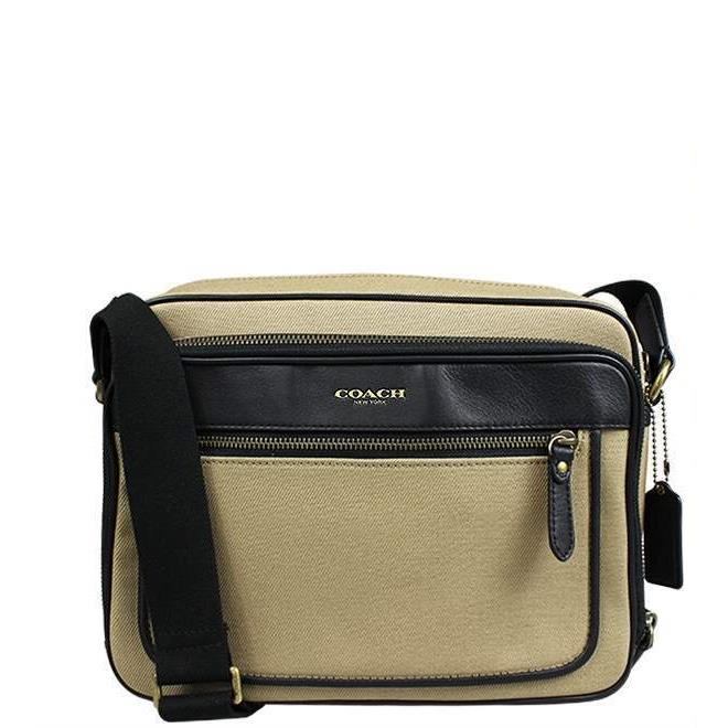 Coach Essex Twill Flight Case Crossbody Shoulder Bag in Barley/black F71415