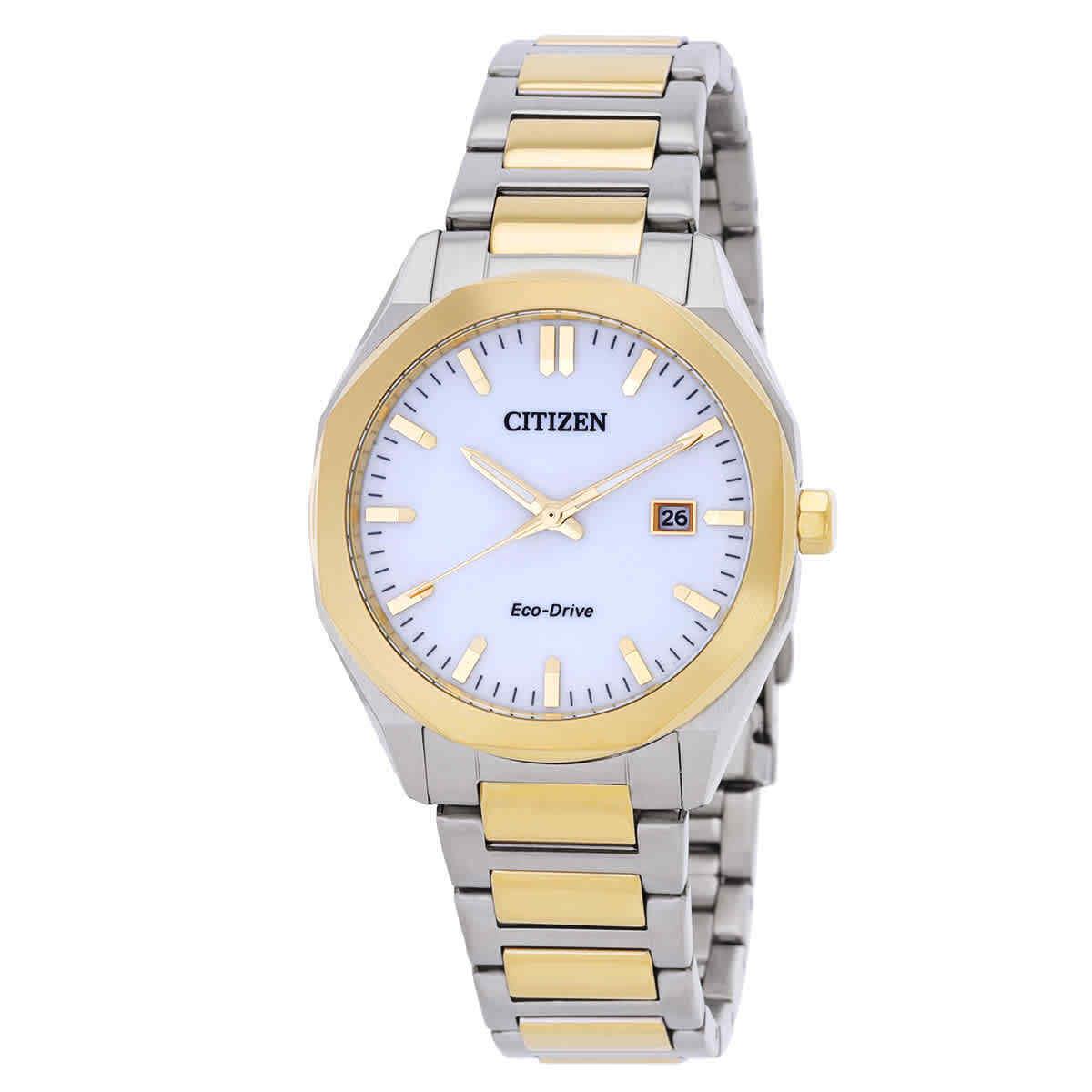 Citizen Octangle Eco-drive White Dial Two-tone Men`s Watch BM7624-82A