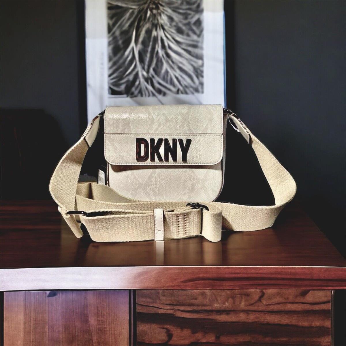 Dkny Beige Snake Embossed Crossbody Bag Medium Size Purse