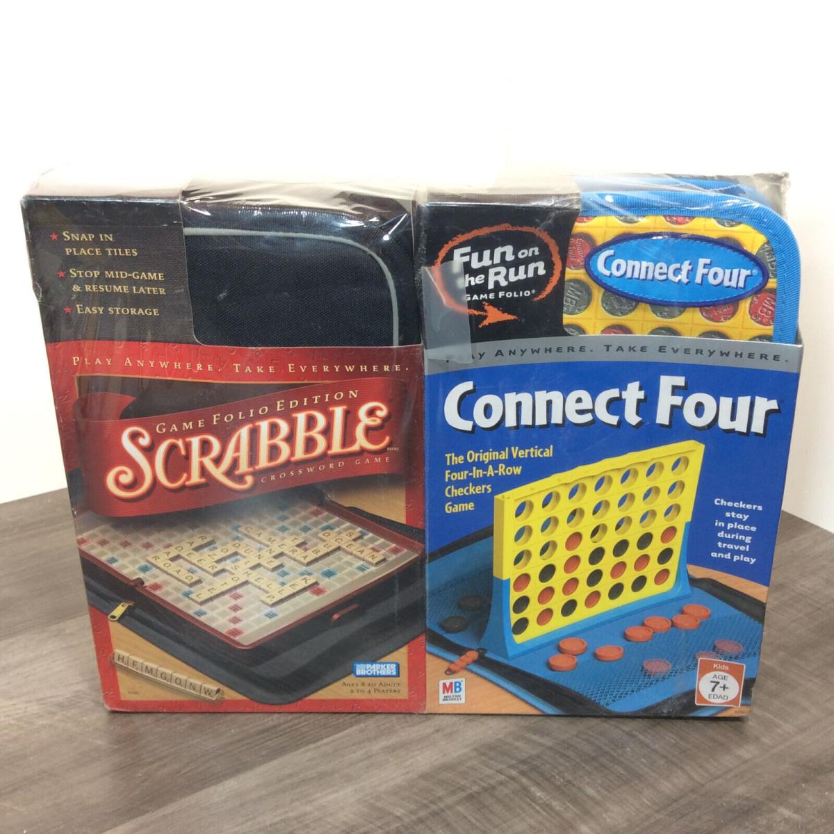 2 Travel Games Scrabble + Connect Four - Both Games Folio Editions