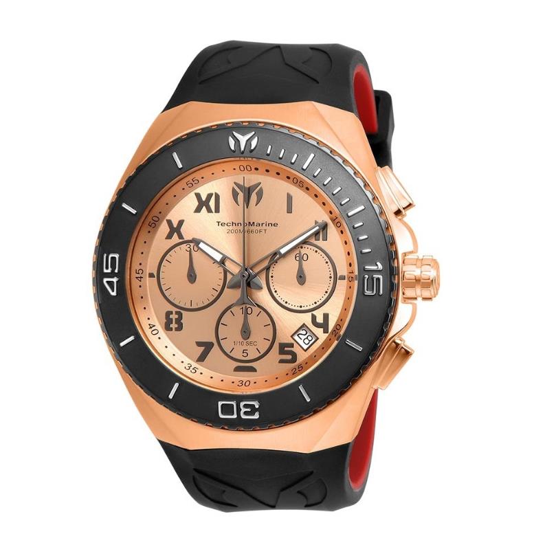 Technomarine Ocean Manta Men`s Rose Gold-tone Chronograph Watch TM-215065 48mm