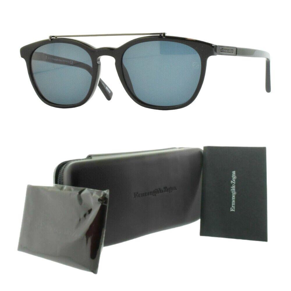 Ermenegildo Zegna EZ0044/S 01V Full Rim Square Shiny Black Mens Sunglasses