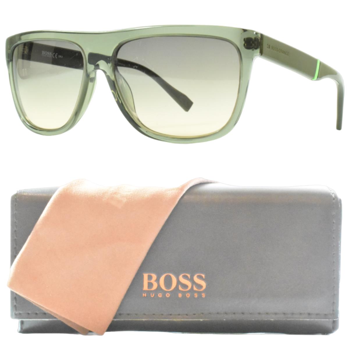 Hugo Boss BO 0134/S 1QJFI Rectangle Full Rim Unisex Green Sunglasses - Frame: Green, Lens: Brown