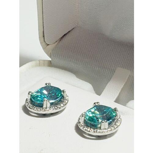 Swarovski Crystal .925 Silver Zirconia Earrings Sky Blue Teal by Emotions