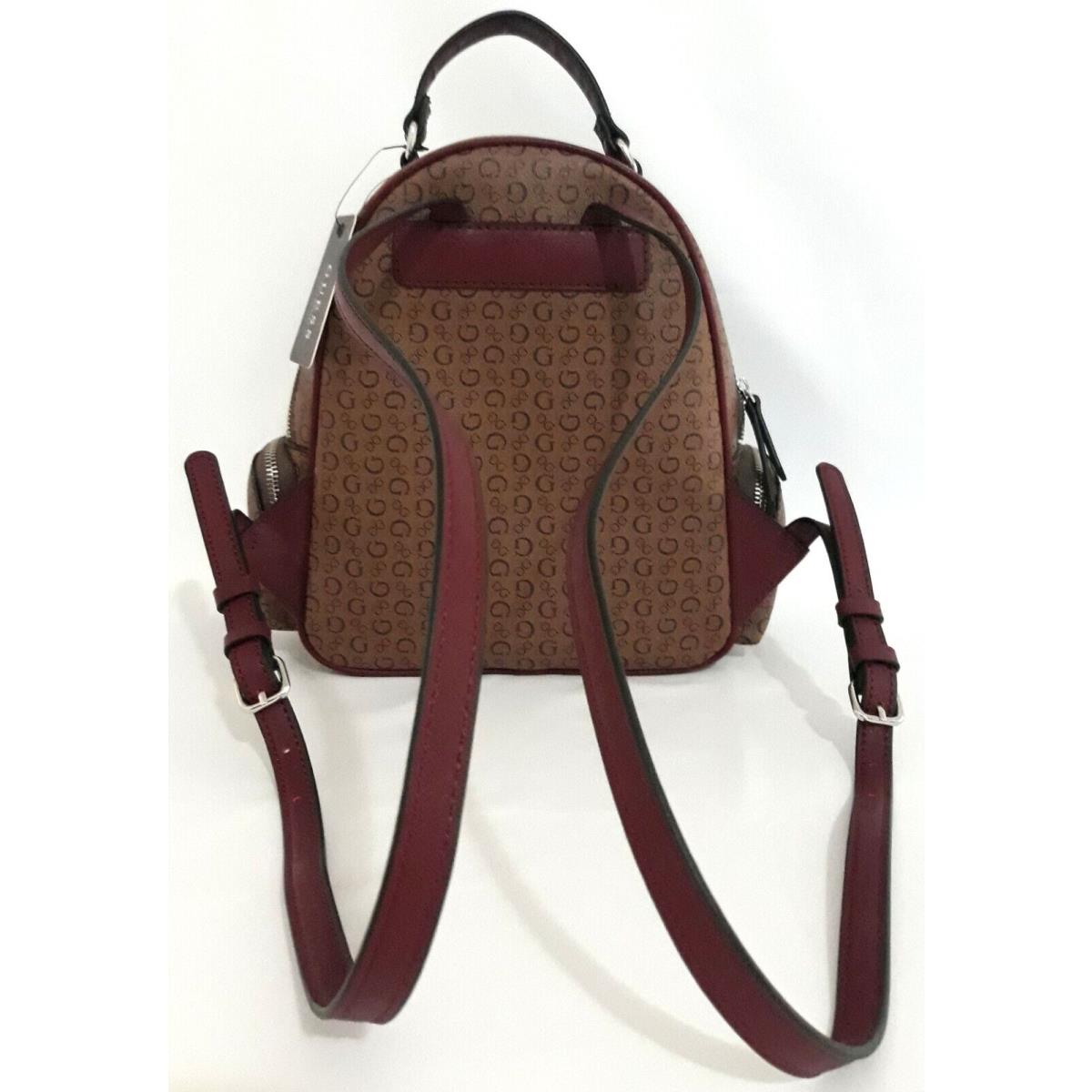 Guess Brown Logo Print Backpack Purse