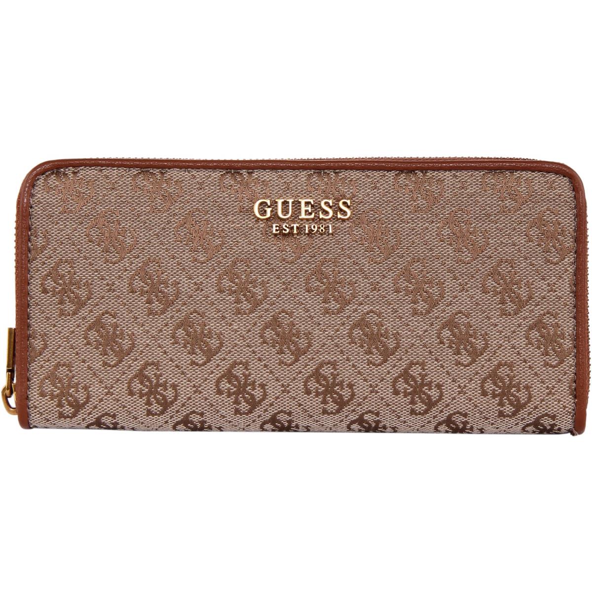 Guess Aviana Large Zip Around Wallet In Lattee