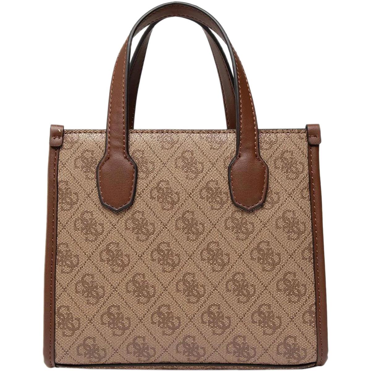 Guess Silvana Womens Mini 4G Tote Handbag In Lattee