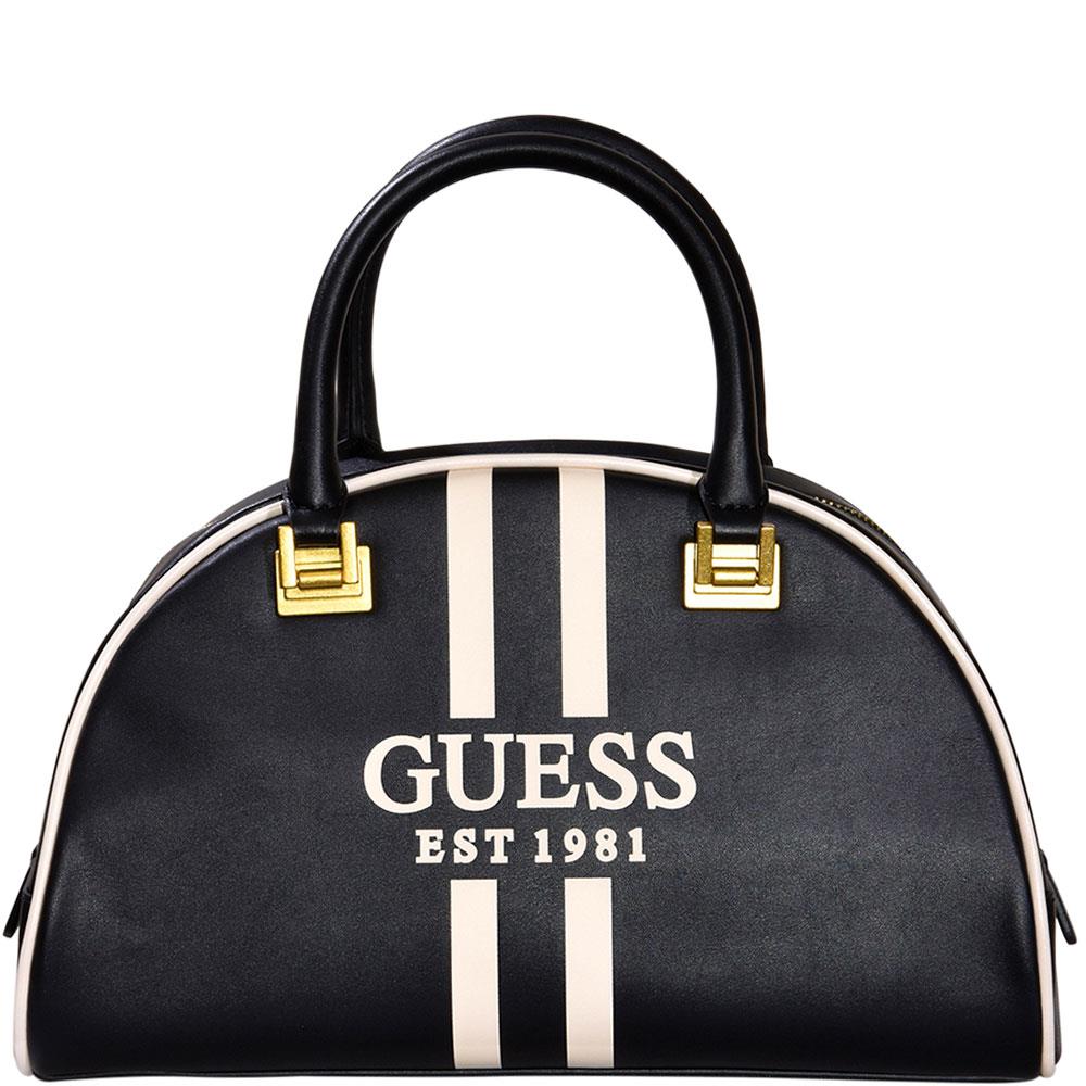 Guess Women`s Mildred Handbag Bowler Black/White