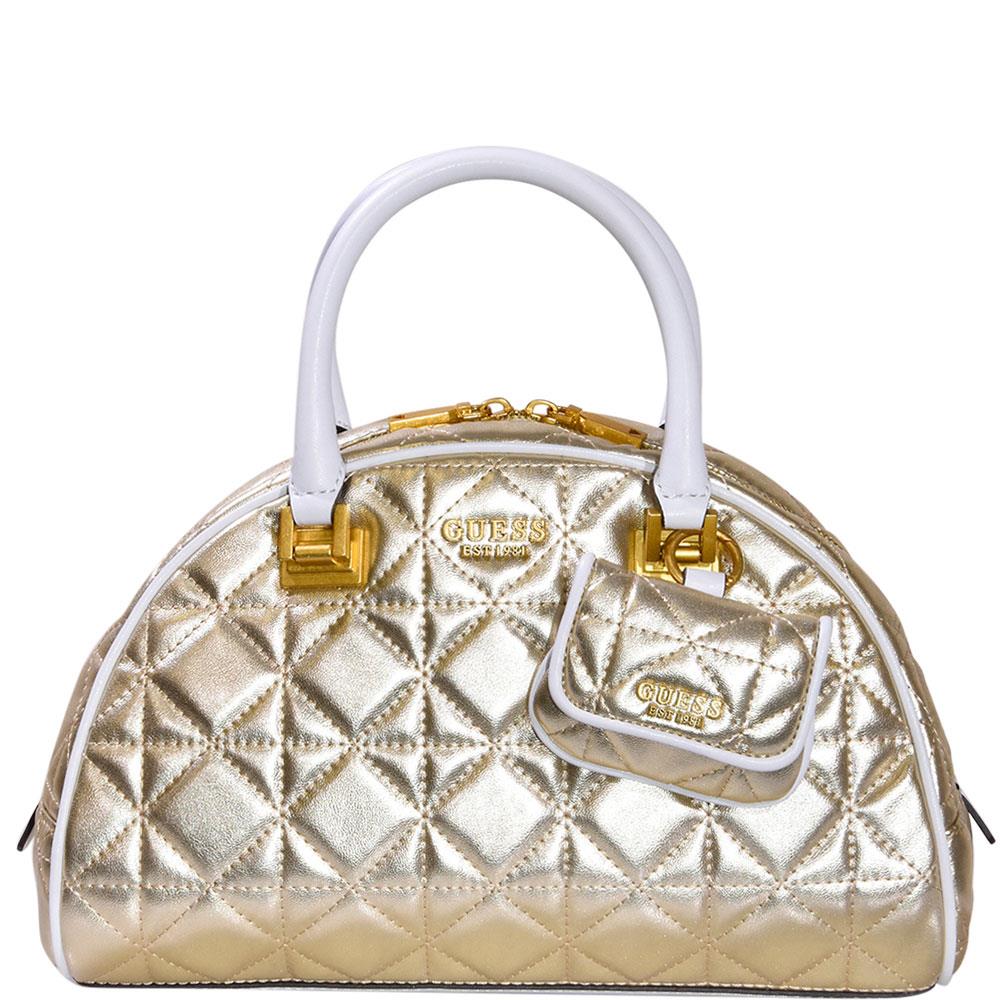 Guess Women`s Mildred Handbag Bowler Gold