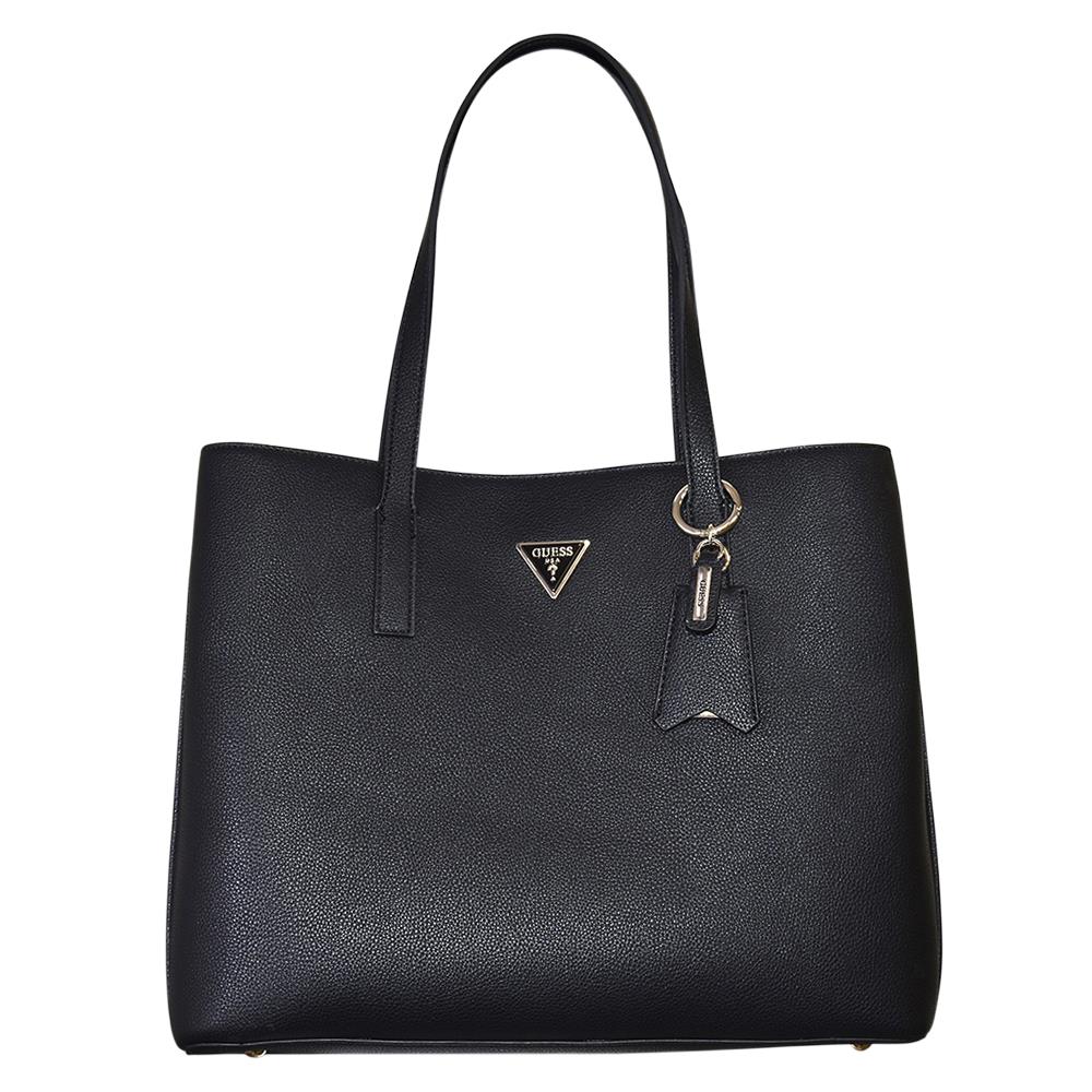 Guess Meridian Women`s Girlfriend Tote Handbag Black Pebble