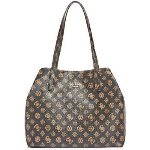 Guess Vicky Womens All Over Logo Tote Handbag In Brown