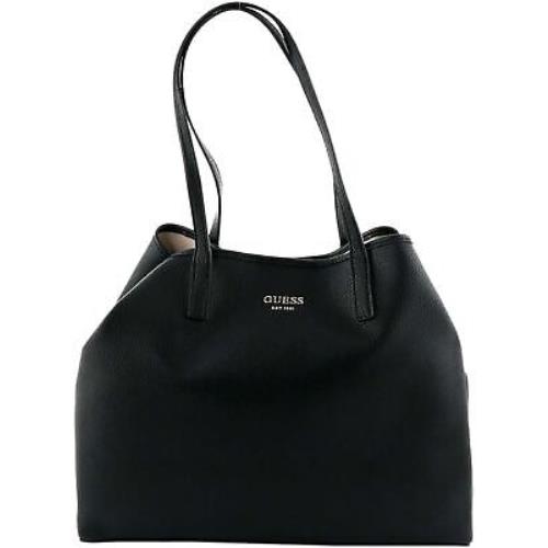 Guess Vikky Large Womens Tote Handbag In Black - Exterior: Black