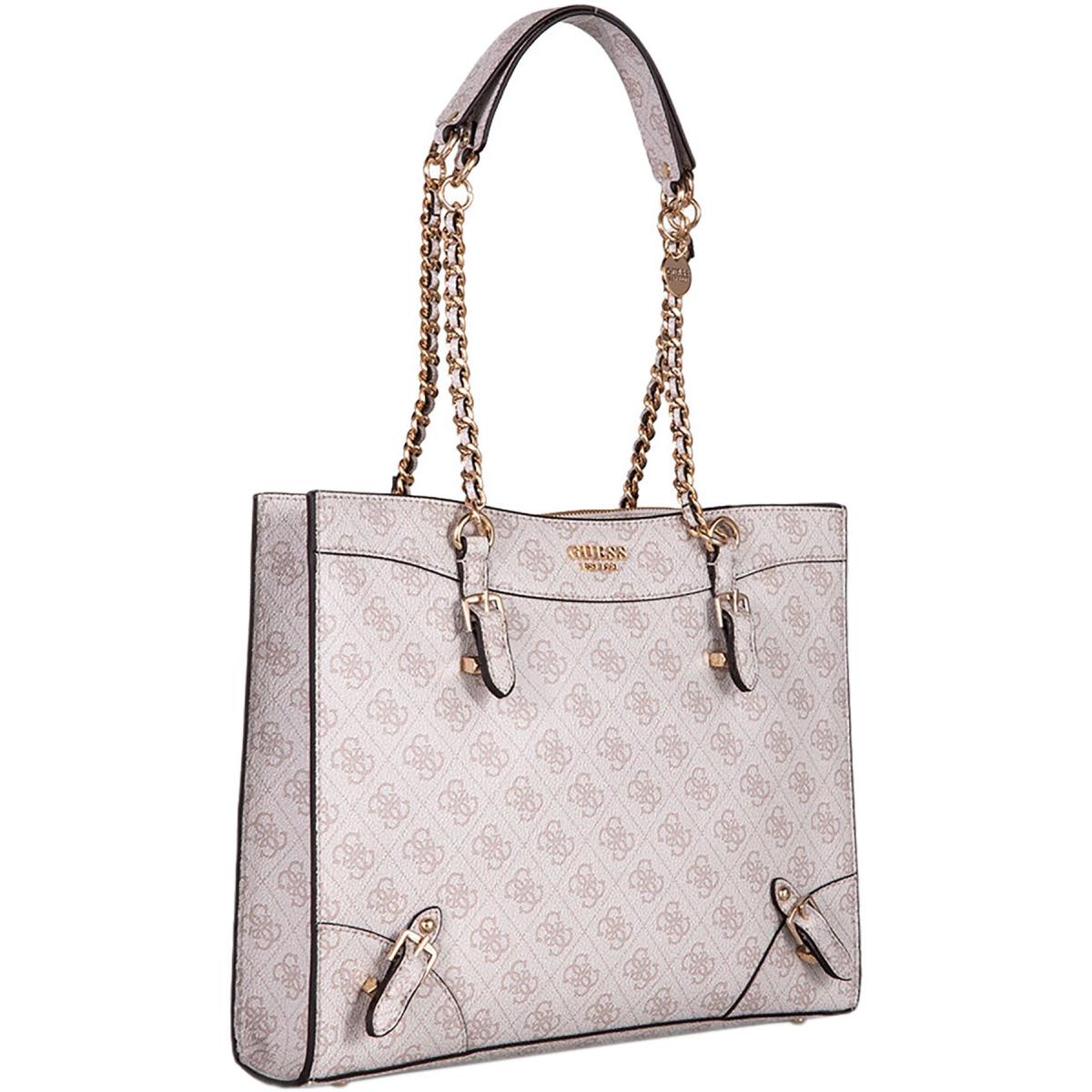 Guess Didi Society 4G Logo Tote Handbag In Cream