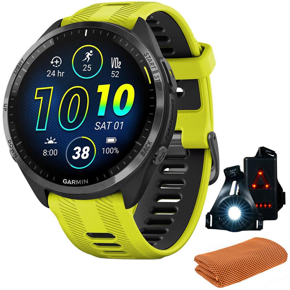 Garmin Forerunner 965 Running Smartwatch Amp Yellow Black w/ Accessories Kit