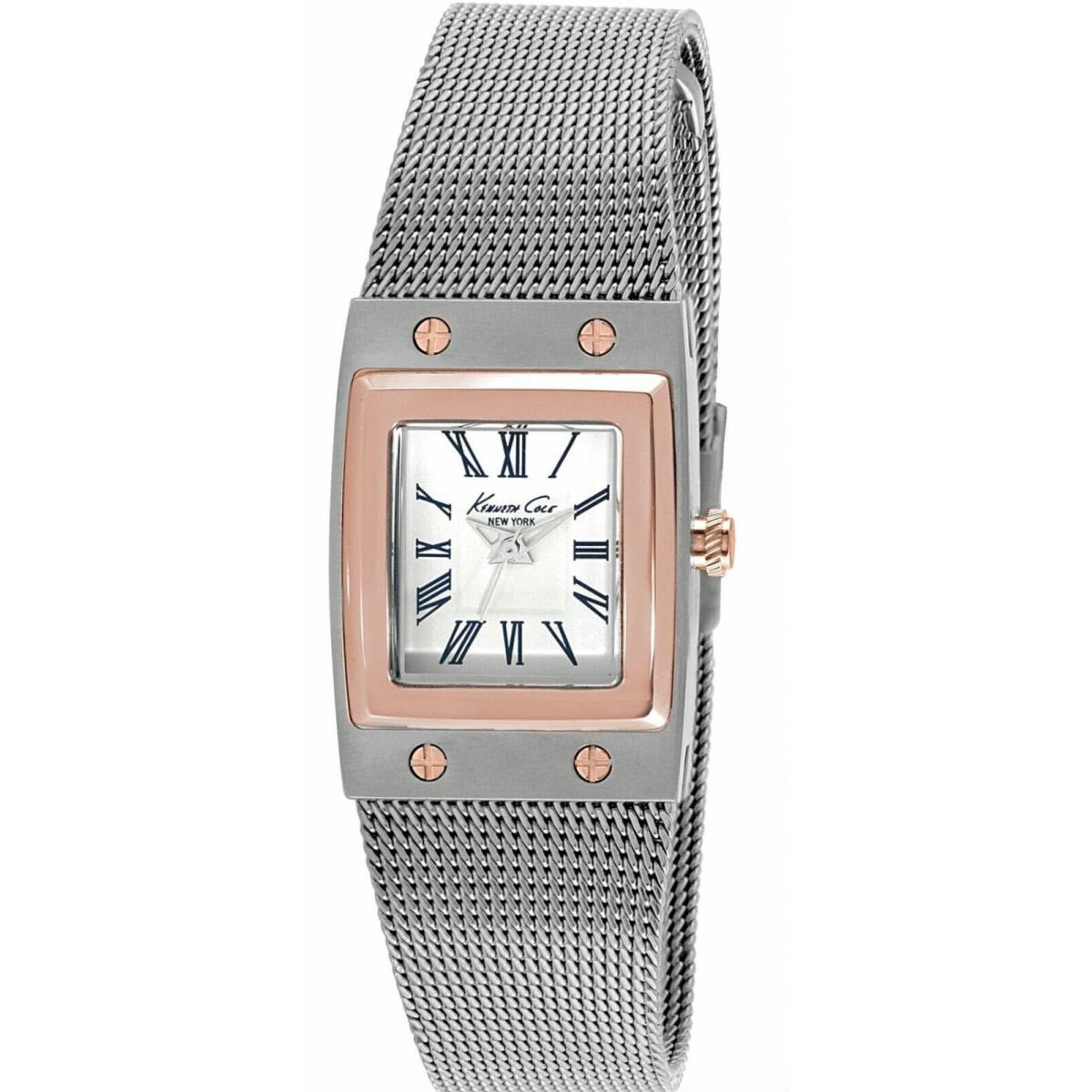 Kenneth Cole Ladies` Chelsea Mesh Strap Square Dial Steel/ Rose Gold KC4945