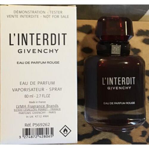 Givenchy L`interdit Rouge Eau DE Parfum Spray For Women 2.7oz T