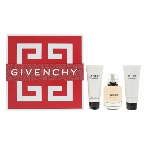 L`interdit by Givenchy Womens Gift Set 2.7oz Edp 2.5oz Body Lotion Shower Gel