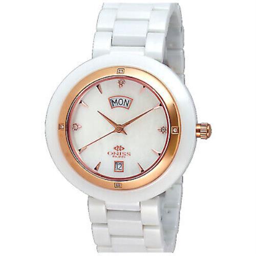 Oniss Women`s Luxur White Dial Watch - ON609-MRG Wwht