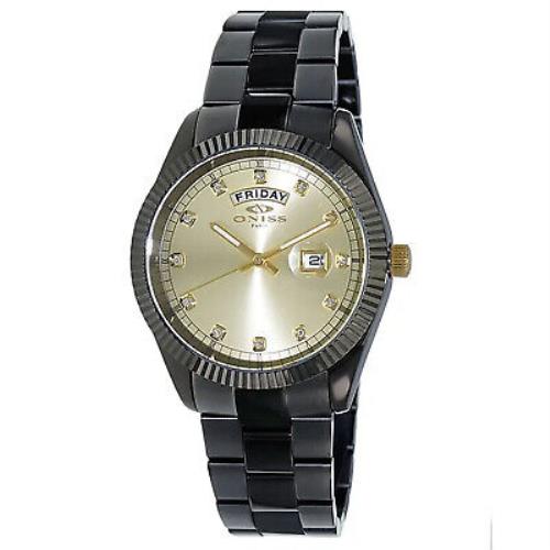Oniss Men`s Admiral Gold Dial Watch - ON3881-IPBG