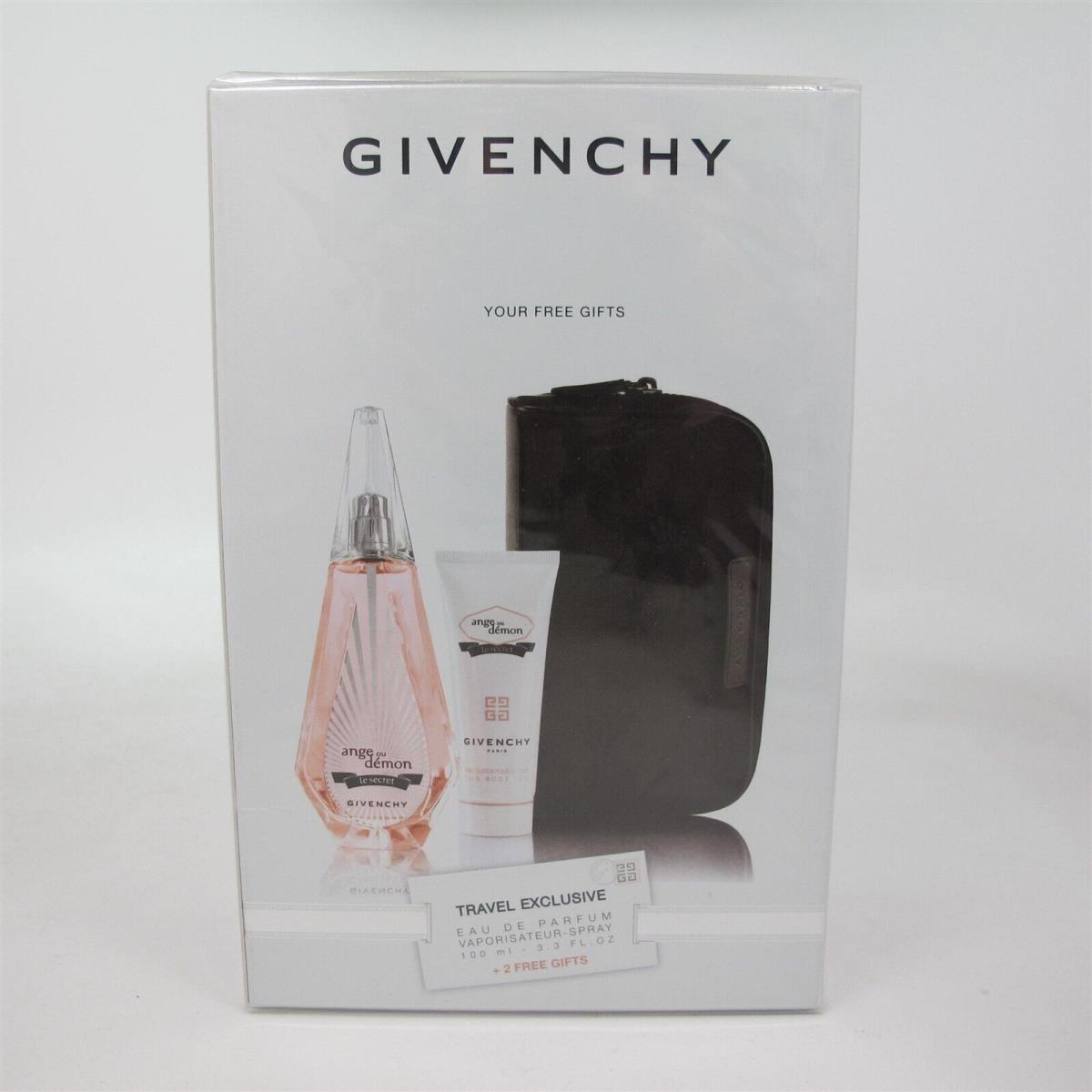 Ange ou Demon Le Secret by Givenchy 3 Pc Set: 100 ml Edp Spray Lotion Bag