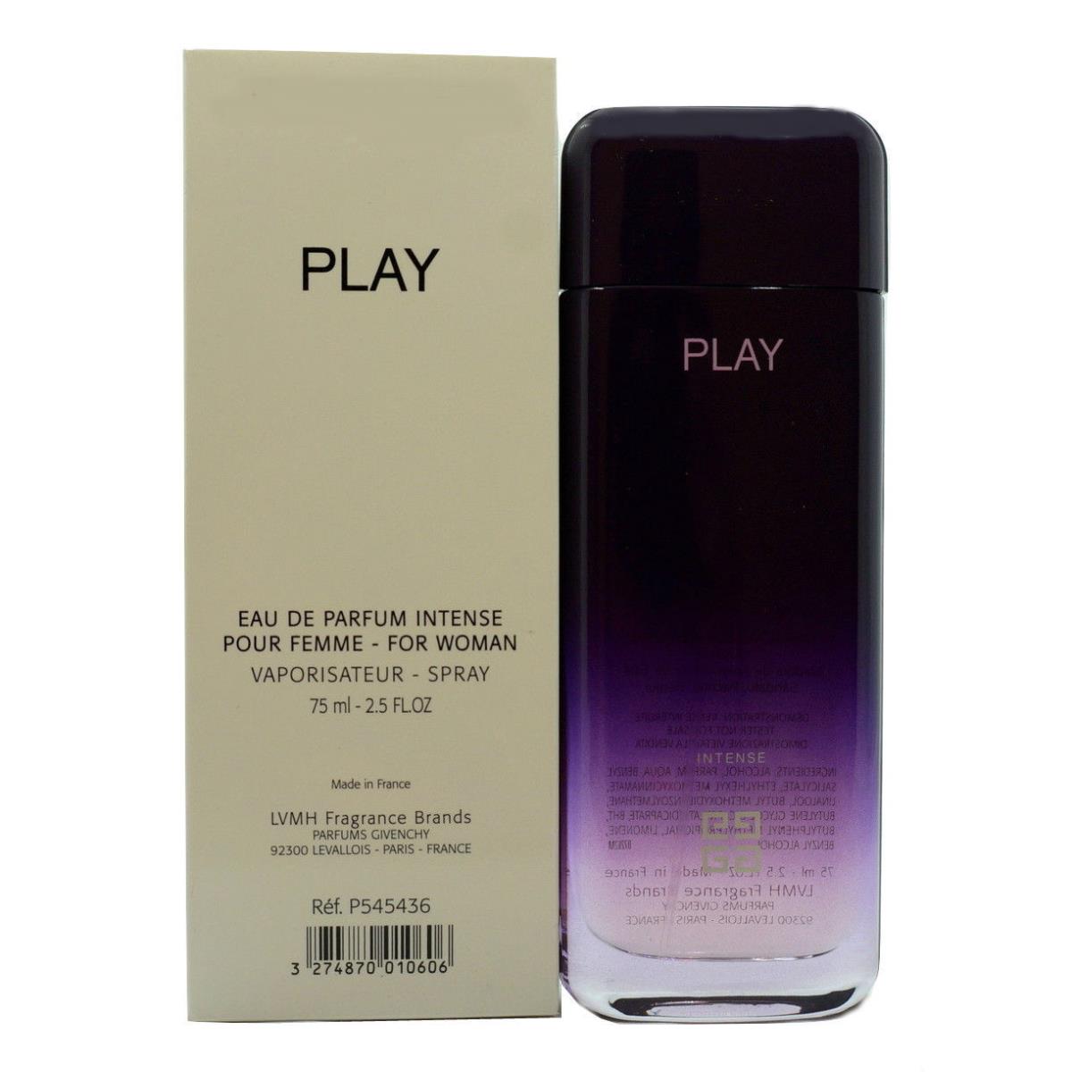 Play BY Givenchy Pour Femme Eau DE Parfum Intense Spray 75 Ml/ 2.5 Fl.oz. T