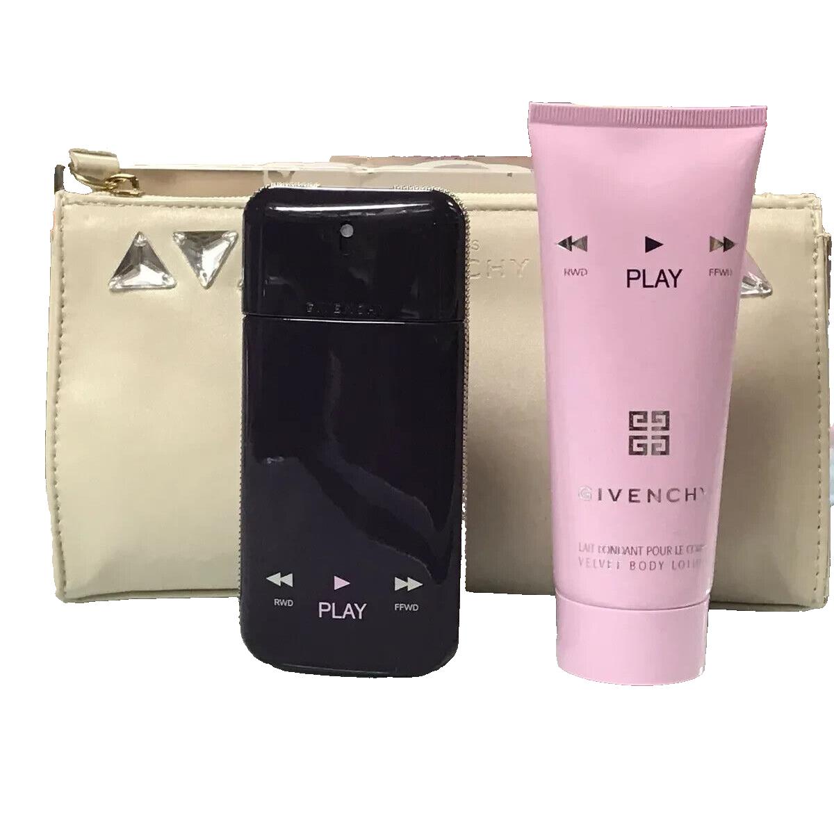 Givenchy Play Intense Set 1.7oz Edp Intense Spray + 3.3oz Body Lotion + Trousse