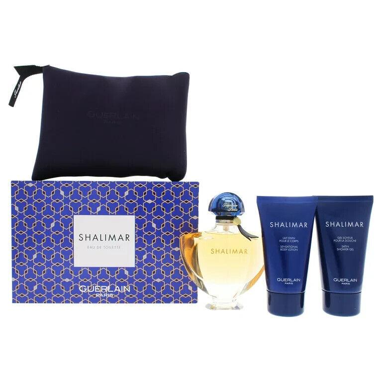 Givenchy Shalimar 3oz Edt Spray + 2.5oz Body Lotion + 2.5oz Shower Gel + Trousse