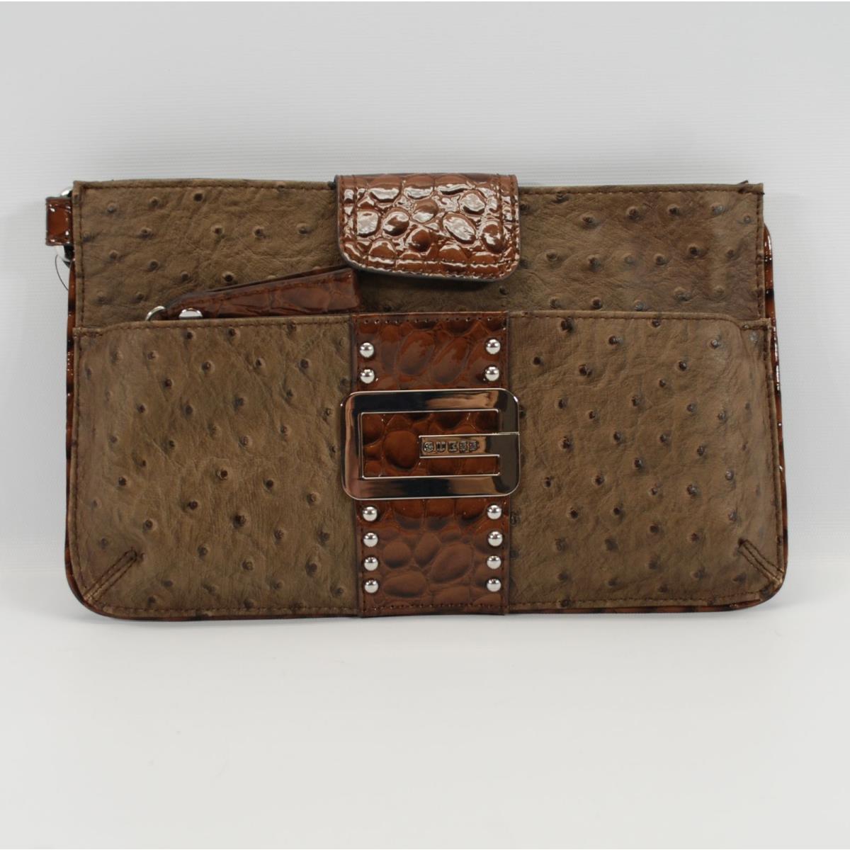 Guess Tate Mini Brown Wristlet Clutch Wallet