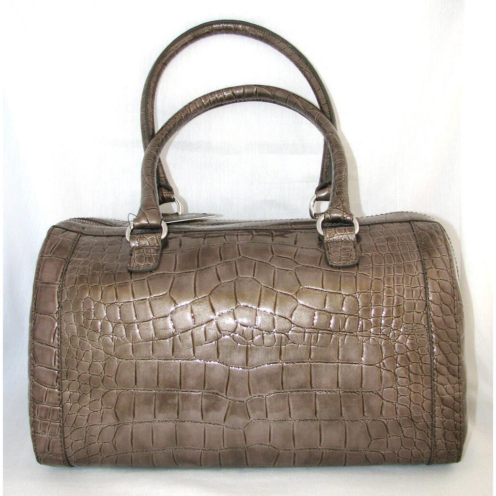 Guess BY Marciano Taupe Summerland Patent Leather Croc Print Tote Handbag-new