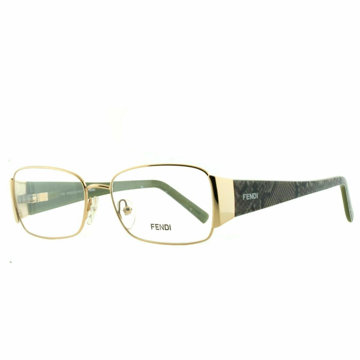Fendi F873 717 Gold Snake Print Green Rectangular Optical Frames Eyeglasses