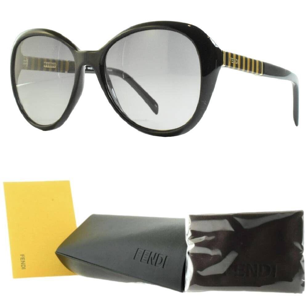 Fendi FS 5348 001 Womens Full Rim Oversized Round Black Sunglasses