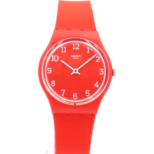 Swiss Swatch Originals Sunetty Red Silicone Watch 34mm GR175 - Dial: Red, Band: Red, Bezel: Red