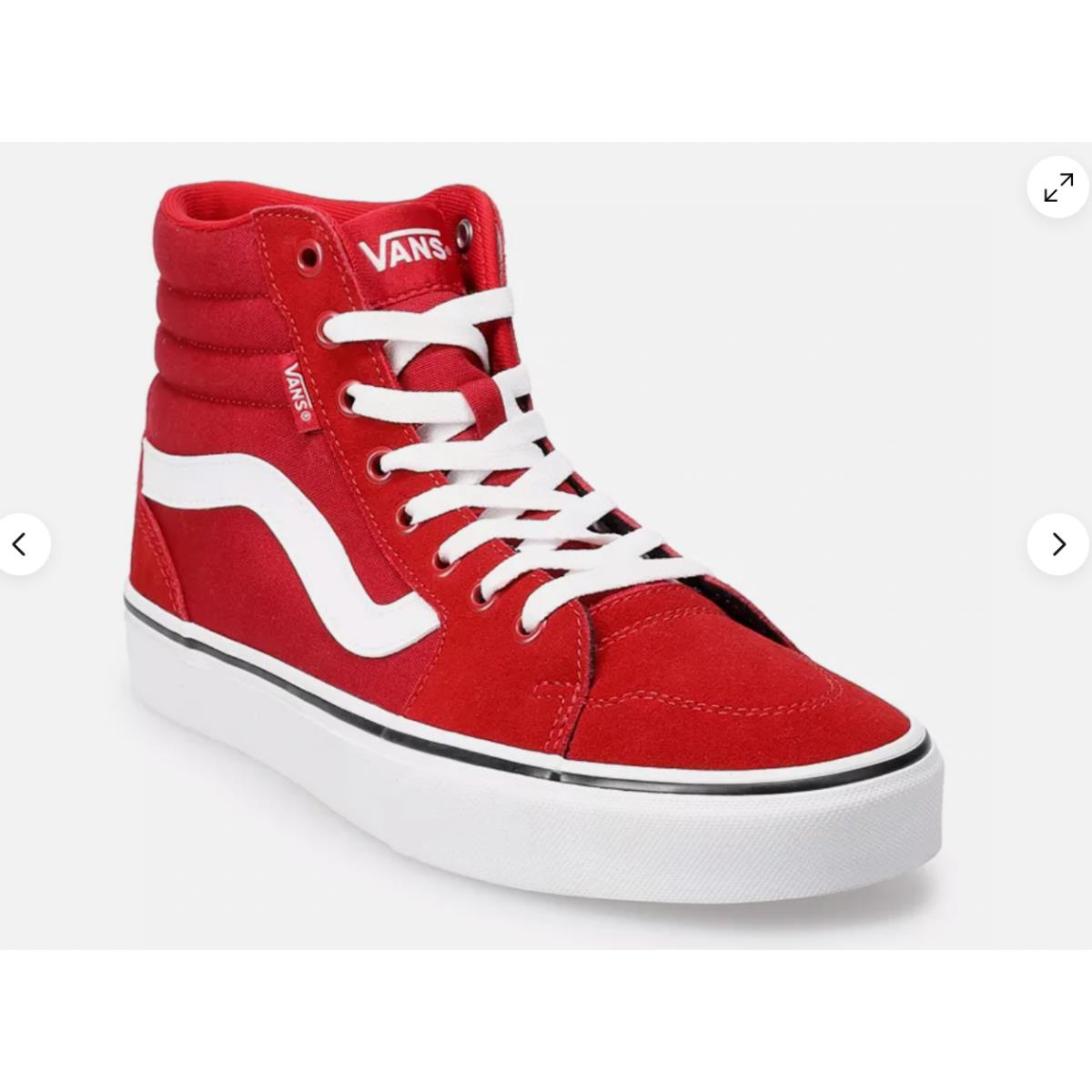 Vans Filmore High Top Shoes Men`s Size 13 Red Suede Athletic Skate Sneakers