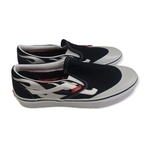 Vans Classic Slip On Asap Worldwide Black Flame Shoes Mens Size 7 Skateboard