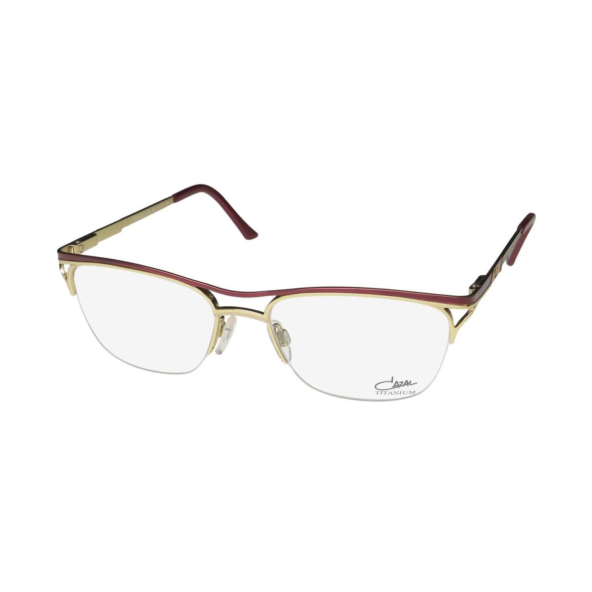 Cazal 4278 Titanium Half-rim Imported From Germany Rare Eyeglass Frame/glasses Burgundy / Gold