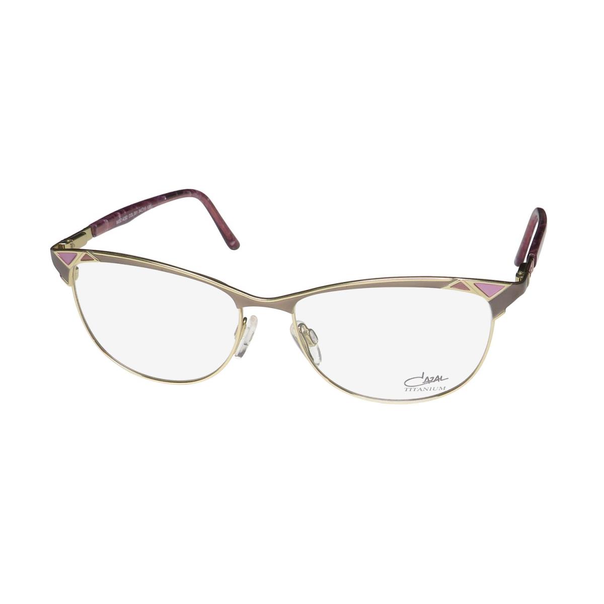 Cazal 4282 Titanium Metal Made IN Germany Modern Eyeglass Frame/glasses Gold / Gray / Fuchsia