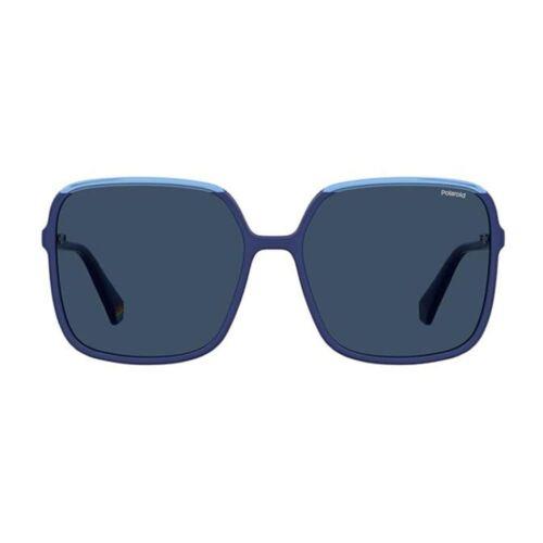 Polaroid Women`s Pld 6128/S Polarized Square Sunglasses Blue 59mm 17mm - Frame: , Lens: