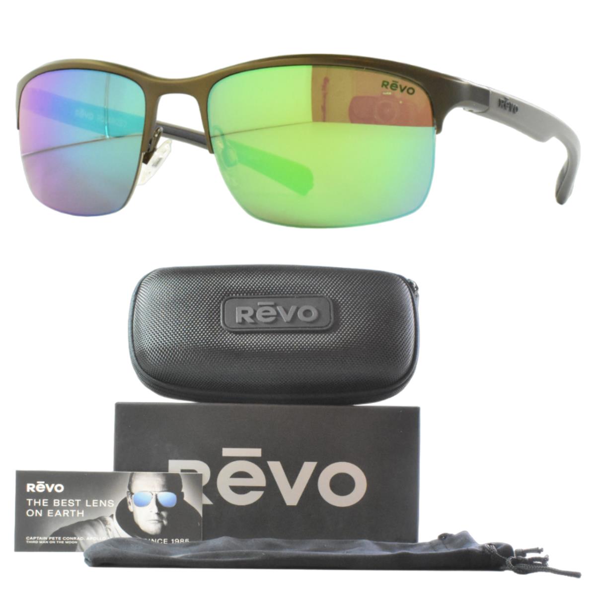 Revo RE 1016 02BR Rectangle Semi Rimless Men Brown Sunglasses