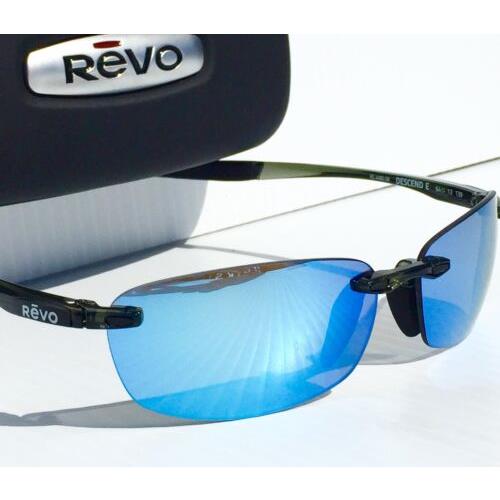 Revo Descend E Black Polished w Blue Polarized Lens Sunglass 4060 01 BL