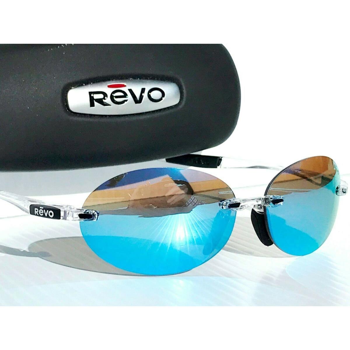 Revo Descend O Crystal Clear w Blue Polarized Lens Sunglass 1168 09 BL