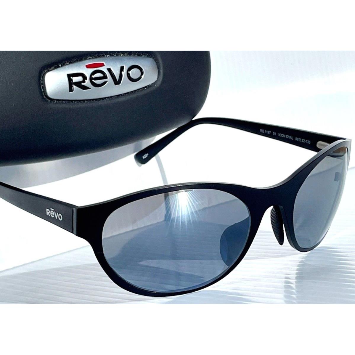 Revo Icon Oval Satin Black Polarized Gray Lens Sunglass 1197 01 GY