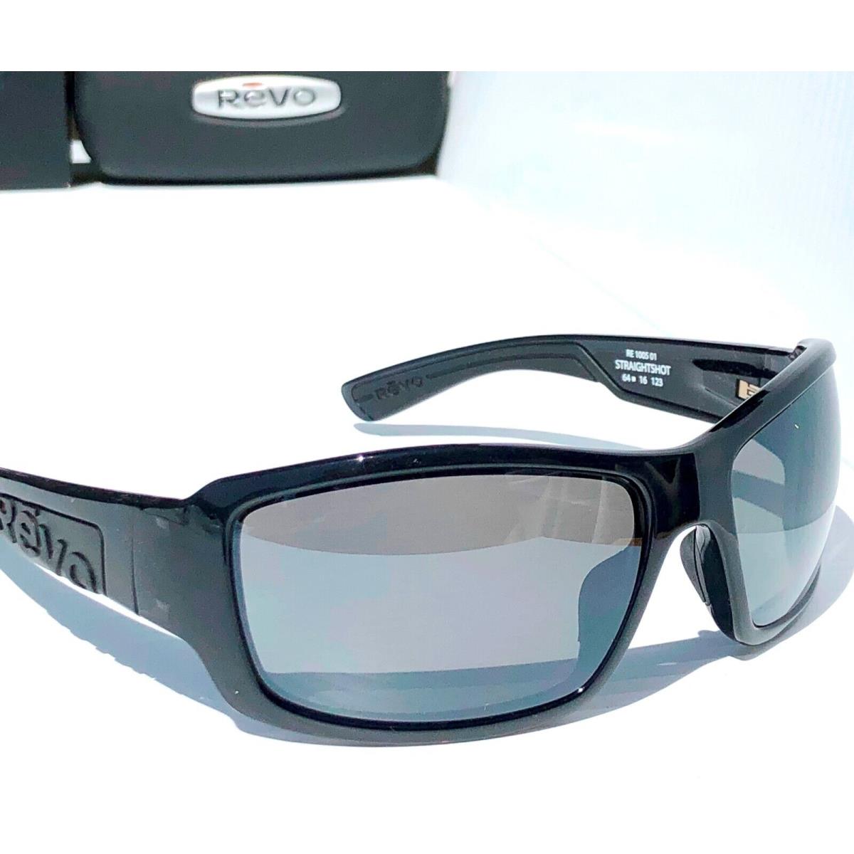 Revo Straight Shot Crystal Black Polished Polarized Gray Sunglass 1005 01 GY