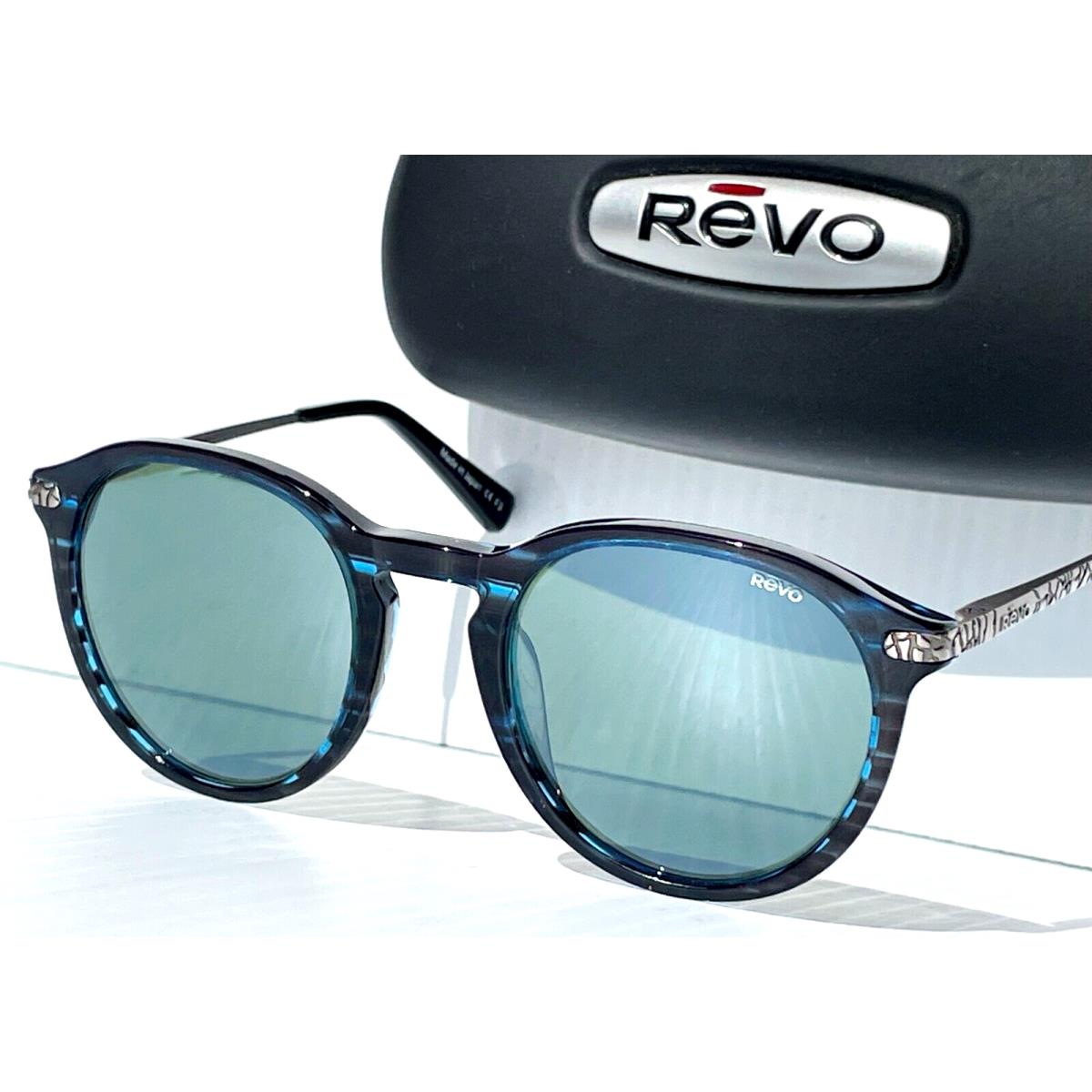 Revo Python 3 Blue Horn Round Glass Gray Lens Sunglass 1177 05 SG50