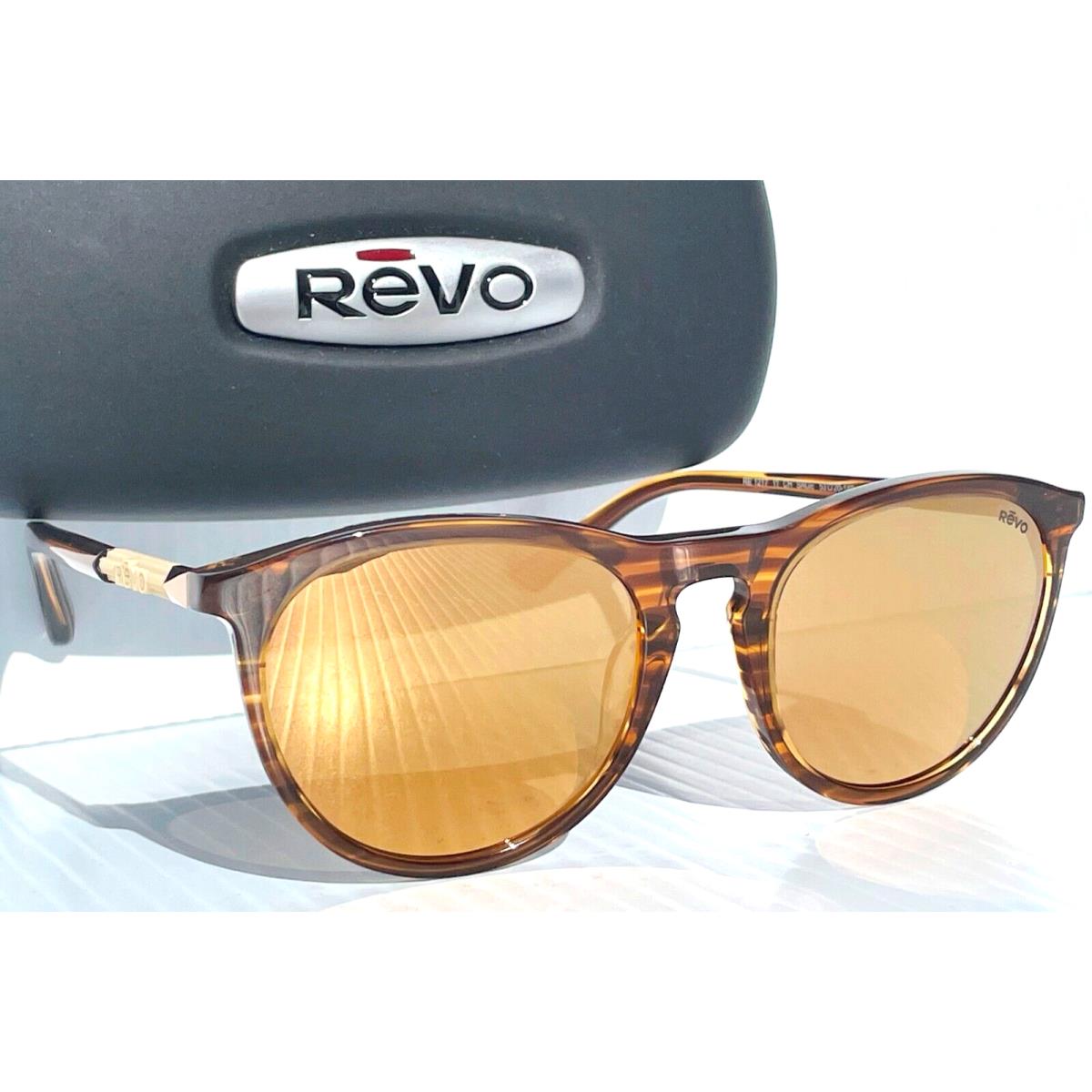 Revo Sage Amber Horn Polarized Champagne Gold Lens Sunglass 1217 11 CH